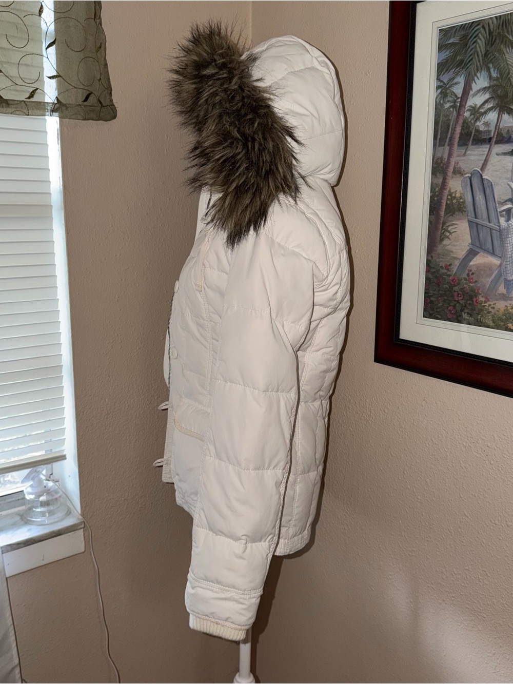 Vintage Y2K Abercrombie & Fitch 2000s Faux Fur Hooded Zip Up Puffer Jacket - Picture 6 of 13